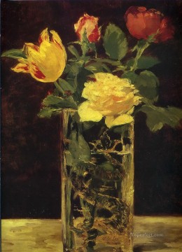 Rosa y tulipán Eduard Manet Impresionismo Flores Pinturas al óleo